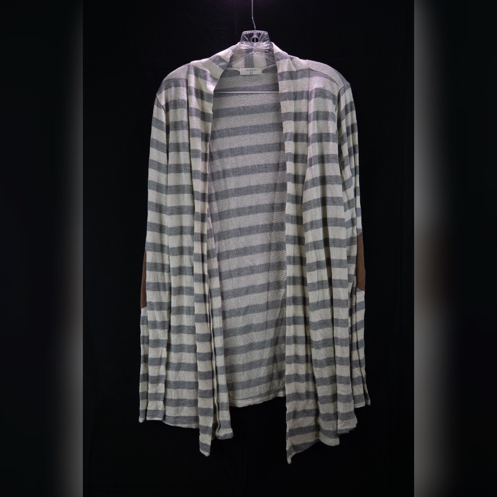 Striped Cardigan with suede elbow patches